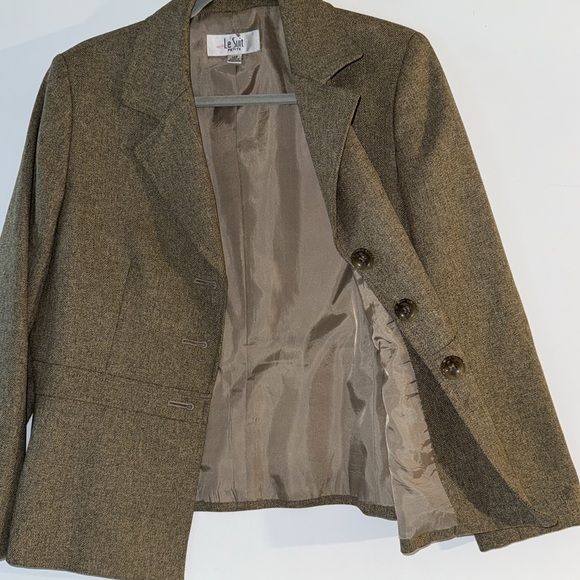 Le Suit Brown 3 Button Blazer Coat Size 12P - Picture 4 of 6